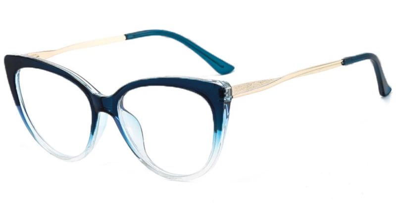 Techsuit - Anti-Blue Light Glasses Reflex Metal (F5018-C8) - Cat Eye - Transparent Blue