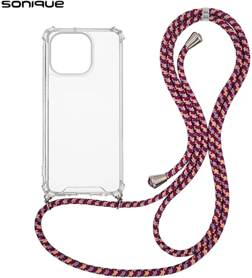 Θήκη Σιλικόνης με Κορδόνι Sonique Armor Clear Apple iPhone 14 Pro Rainbow Μπορντό - Sonique - Rainbow Μπορντό - iPhone 14 Pro