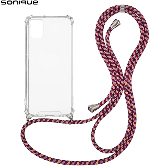 Θήκη Σιλικόνης με Κορδόνι Sonique Armor Clear Samsung Galaxy A71 Rainbow Μπορντό - Sonique - Rainbow Μπορντό - Galaxy A71