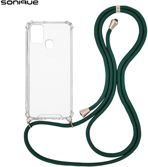 Θήκη Σιλικόνης με Κορδόνι Sonique Armor Clear Samsung Galaxy A21s Πράσινο Σκούρο - Sonique - Πράσινο Σκούρο - Galaxy A21s