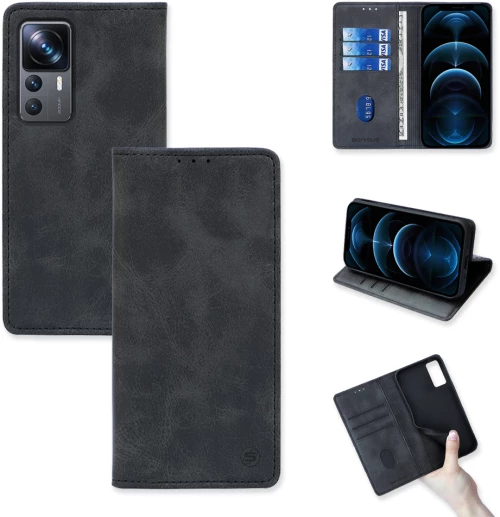 Θήκη Βιβλίο Vintage Magnet Book Sonique Xiaomi Xiaomi 12T  / Xiaomi 12T Pro Μαύρο - Sonique - Μαύρο - Xiaomi 12T, Xiaomi 12T Pro