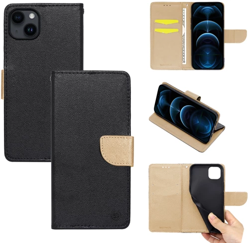 Θήκη Βιβλίο Sonique Trend Book Apple iPhone 14 Plus Μαύρο / Χρυσό - Sonique - Μαύρο / Χρυσό - iPhone 14 Plus