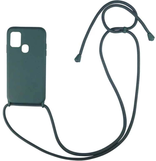 Θήκη Σιλικόνης με Κορδόνι CarryHang Samsung Galaxy A21s Πράσινο Σκούρο - My Colors - Πράσινο Σκούρο - Galaxy A21s