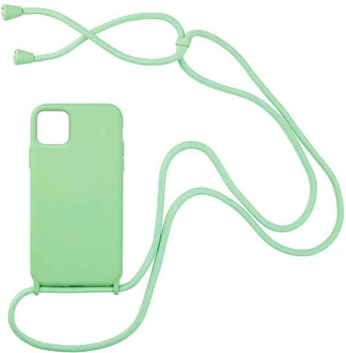 Θήκη Σιλικόνης με Κορδόνι CarryHang Apple iPhone 11 Πράσινο Ανοιχτό - My Colors - Πράσινο Ανοιχτό - iPhone 11