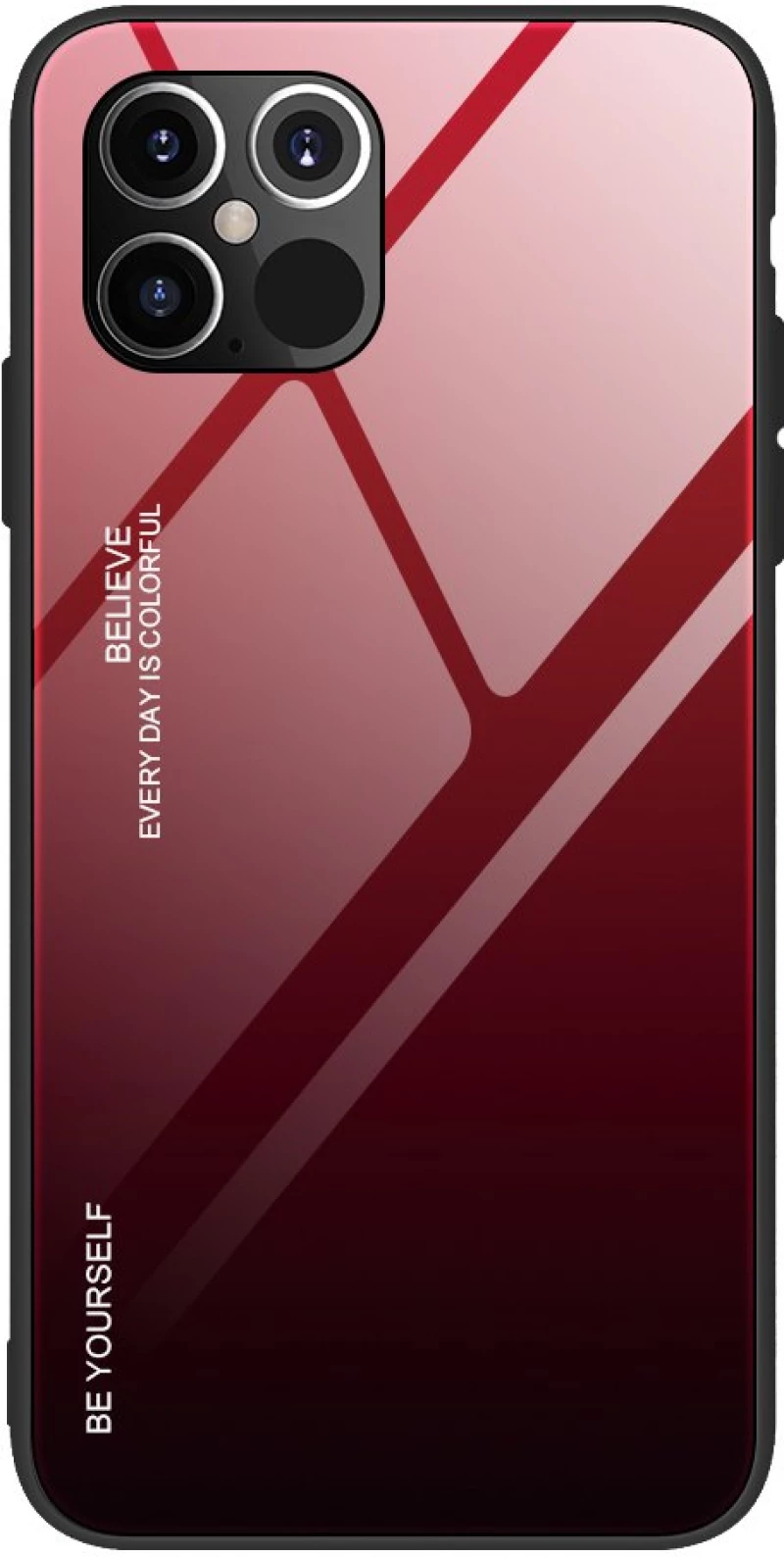 Glass Case Apple iPhone 12 Pro Max Μαύρο / Κόκκινο - OEM - Μαύρο / Κόκκινο - iPhone 12 Pro Max