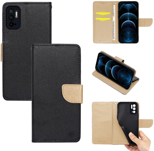 Θήκη Βιβλίο Sonique Trend Book Xiaomi Redmi Note 10 5G / Poco M3 Pro 5G Μαύρο / Χρυσό - Sonique - Μαύρο / Χρυσό - Poco M3 Pro 5G, Redmi Note 10 5G
