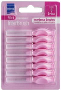 INTERMED mini ergonomic μεσοδόντια βουρτσάκια 0.4mm ρόζ 8τμχ