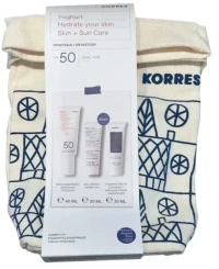 KORRES promo yoghurt hydrate your skin με αντηλιακή κρέμα προσώπου spf50 40ml κρέμα-gel για ενυδάτωση με προβιοτικά 20ml & κρέμα καθαρισμού προσώπου 20ml