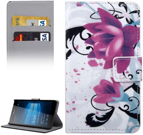 Flower Pattern Horizontal Flip Leather Case with Holder & Card Slots & Wallet for Microsoft Lumia 950 (OEM)