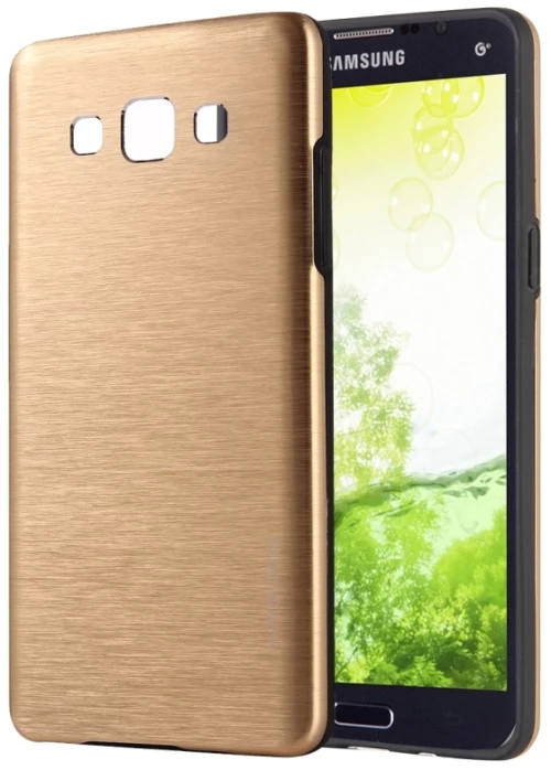 For Galaxy J7 / J700 MOTOMO Brushed Texture Metal + TPU Protective Case (Gold) (OEM)