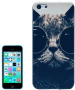 Animal Pattern Frosted Black Back Shell Colored Drawing Plastic Case for iPhone 5C (OEM)