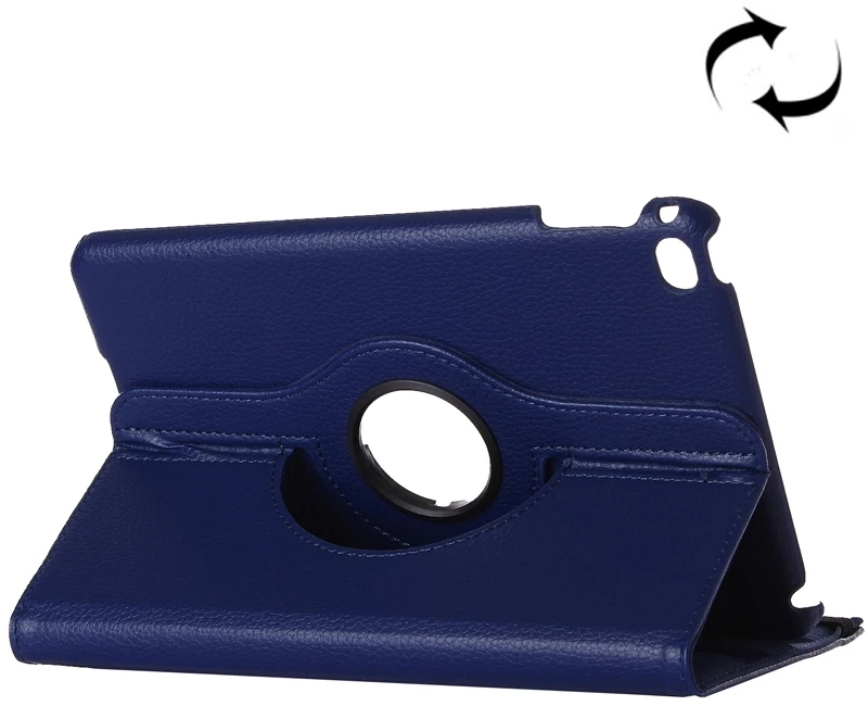 Litchi Texture 360 Degrees Rotating Horizontal Flip Solid Color Leather Case with Holder and Intelligent Sleep / Wake-up Function for iPad Pro 12.9 2018(Dark Blue) (OEM)