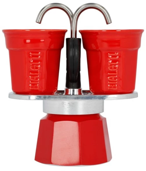 Bialetti Mini Express coffee machine red 2tz + 2 cups