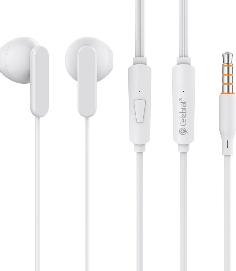 CELEBRAT earphones με μικρόφωνο G23, 3.5mm, 1.2m, λευκά