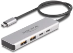 DELOCK USB hub 64230, 4x θυρών, 10Gbps, USB-C σύνδεση, γκρι