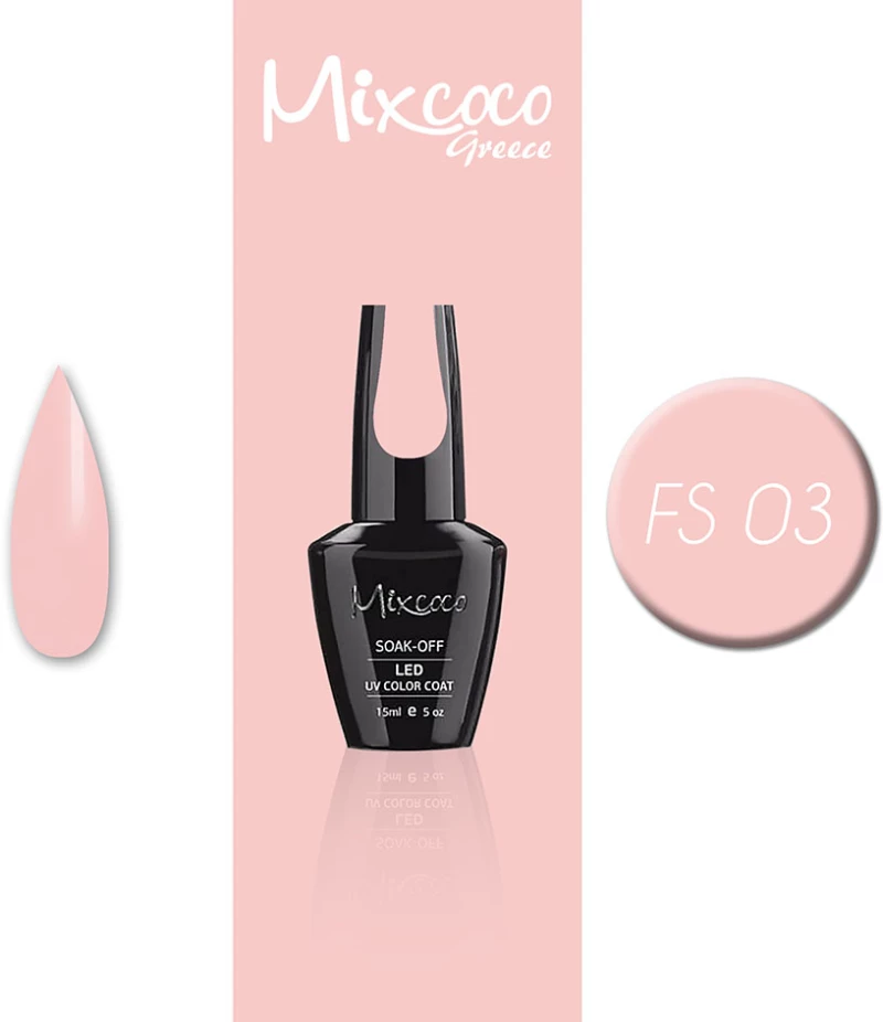 Mixcoco FS-03 Ημιμόνιμο Βερνίκι (Ροζ-Nude Παστέλ) 15ml