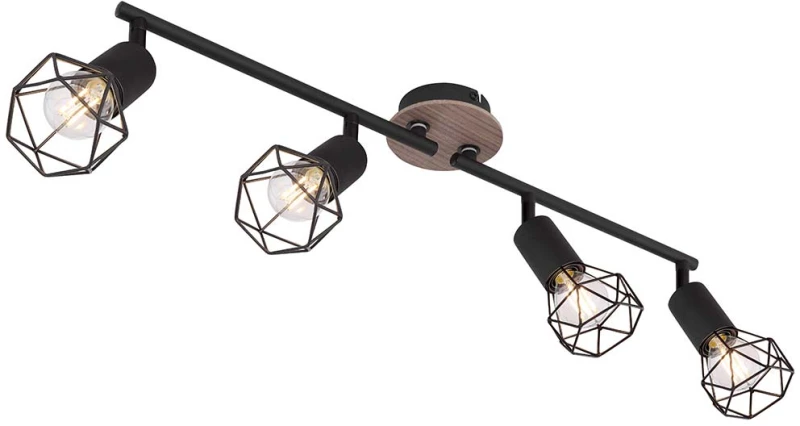 Φωτιστικό Οροφής Globo Lighting Xara I 54802S-4H Μαύρο με Ξύλο