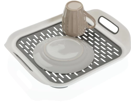 Finezzahome 21890004 Πιατοθήκη Νεροχύτη PL 36.5x31x6 εκ., Λευκό Γκρι