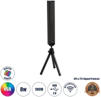 GloboStar® DIGICOLUMN 90761 Μοντέρνο Επιτραπέζιο Φωτιστικό Γραφείου WiFi Digital Pixel Rhythm Music Bar LED 8W 640lm 90° DC 5V με USB 2.0 & WiFi Mobile APP IP20 - Εναλλαγή Φωτισμού μέσω WiFi Εφαρμογής - Πολύχρωμο RGB - Dimmable - Μαύρο - Μ2.3 x Π2.5 x