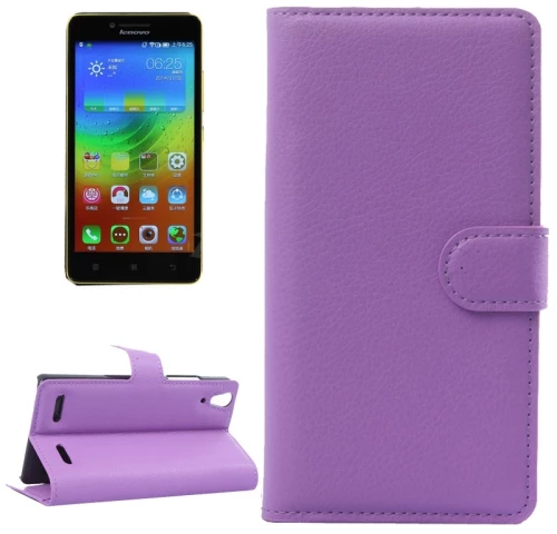 Horizontal Flip Solid color Leather Case with Card Slots & Holder & Wallet for Lenovo K3(Purple) (OEM)
