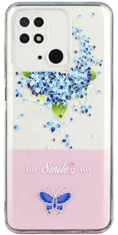 For Xiaomi Redmi 10C Bronzing Butterfly Flower Phone Case(Hydrangea) (OEM)