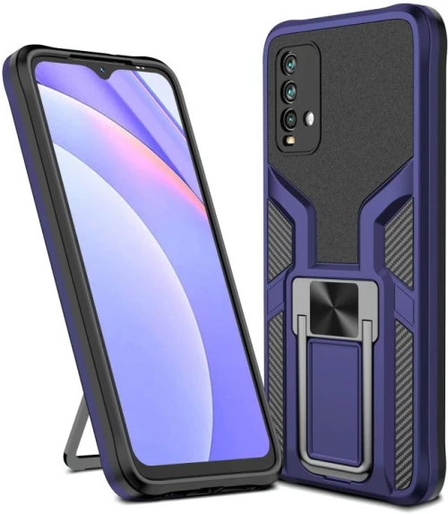 For Xiaomi Redmi Note 9 4G Armor 2 in 1 PC + TPU Magnetic Phone Case(Blue) (OEM)