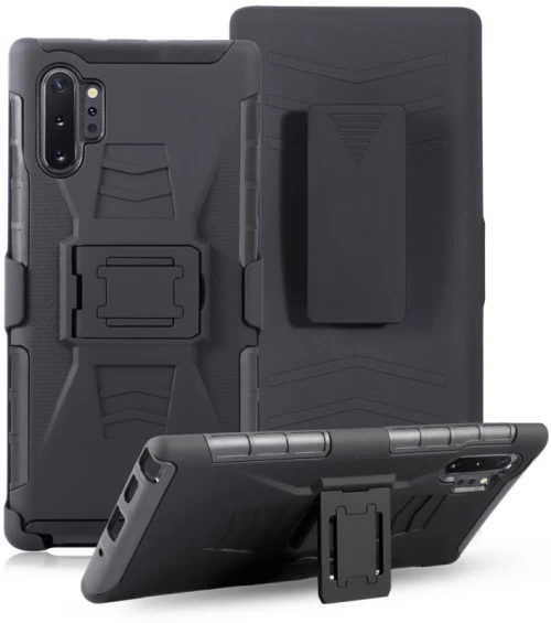 For Galaxy Note10+ PC + Silicone Back Clip Sliding Sleeve Protective Case(Black) (OEM)