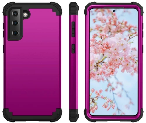 For Samsung Galaxy S21 Plus 5G PC+ Silicone Three-piece Anti-drop Mobile Phone Protective Back Cover(Purple) (OEM)