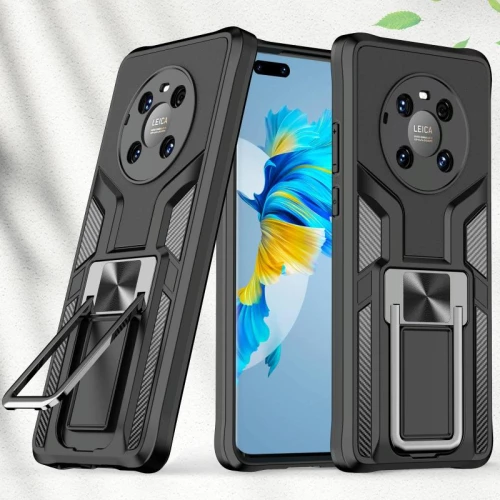 For Huawei Mate 40 Pro Armor 2 in 1 PC + TPU Magnetic Shockproof Case with Foldable Holder(Black) (OEM)