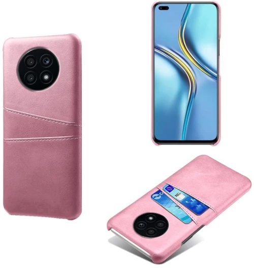 For Huawei nova 8i Calf Texture PC + PU Leather Back Cover Shockproof Case with Dual Card Slots(Pink) (OEM)