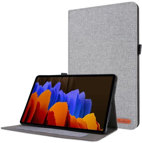 For Samsung Galaxy Tab S8 Ultra Horizontal Flip Fabric Leather Tablet Case with Card Slots & Holder(Grey) (OEM)
