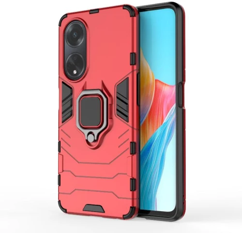 For OPPO A98 5G / A1 PC + TPU Shockproof Protective Phone Case with Magnetic Ring Holder(Red) (OEM)