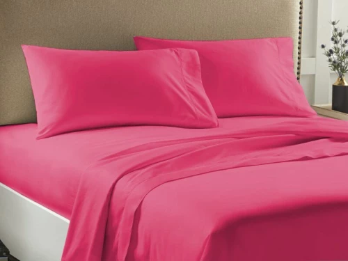 Σετ Σεντόνια Διπλά Μονόχρωμα Economy Γαρύφαλλο 225x245 - Φούξια, Με Λάστιχο 185x200+23