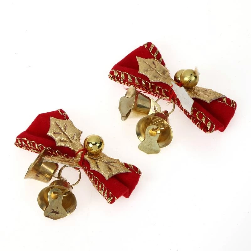 2 PCS Mini Cute Bow Christmas Tree Decoration Pendant(Flocking) (OEM)