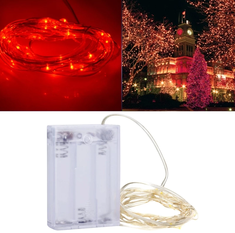 3m 150LM LED Silver Wire String Light, Red Light, 3 x AA Batteries Powered SMD-0603 Festival Lamp / Decoration Light Strip (OEM)