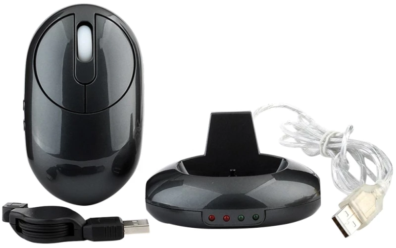 MZ-012 2.4G 1200 DPI Wireless Rechargeable Optical Mouse with 3 Ports USB HUB / Charging Dock(Grey) (OEM)