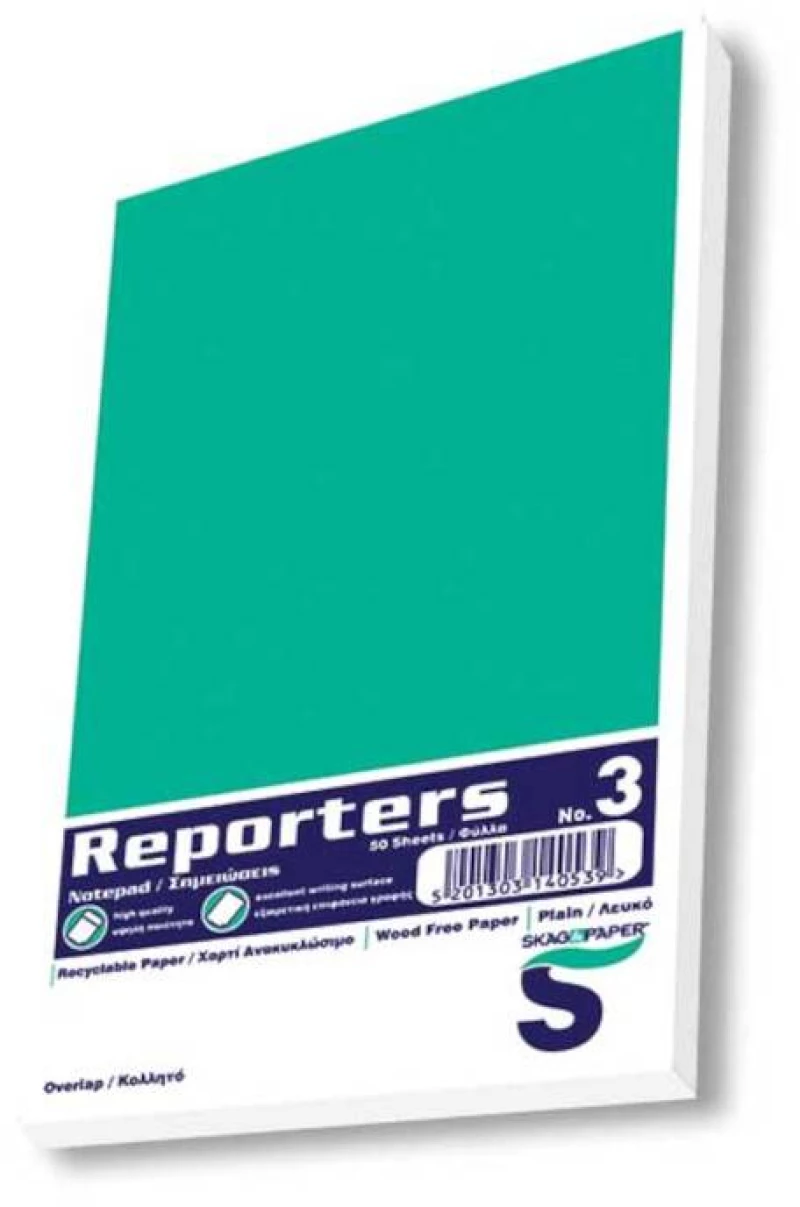 243773 ΜΠΛΟΚ REPORTERS ΜΕ ΚΟΛΛΑ 10.5x17.8cm Νo.3 ΛΕΥΚΟ 50Φ