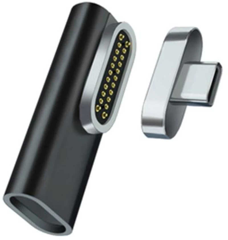 20 Pin Elbow Magnetic USB-C / Type-C Adapter Support Charging and 4K Video Transferring(Black) (OEM)