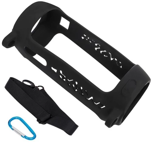 P401 For JBL Pulse4 Portable Shockproof Silicone Protective Case with Carabiner & Lanyard(Black) (OEM)