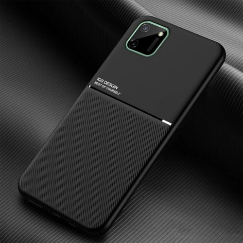 For OPPO Realme C11 Classic Tilt Strip Grain Magnetic Shockproof PC + TPU Case(Black) (OEM)