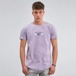 T-Shirt λαιμόκοψη τρέσα ώμους και τύπωμα – Aqua μωβ