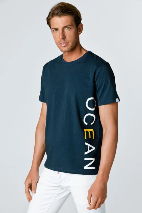 KEPPEL T-SHIRT S/S PRINT OCEAN VERTICAL Μπλε