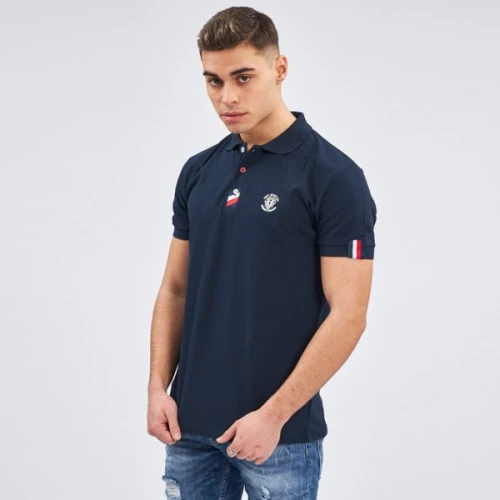 Polo κλασσικό γιακά τρέσσα πατιλέτα και μανίκι – Κόκκινο Μπλε