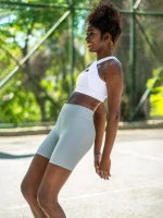 Ψηλόμεσο Midi Σορτς Push-Up και Σύσφιξης Q-633 Water Green