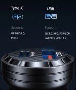 USAMS φορτιστής αυτοκινήτου US-CC175  USB & USB-C  45W  QC & PD  μαύρος