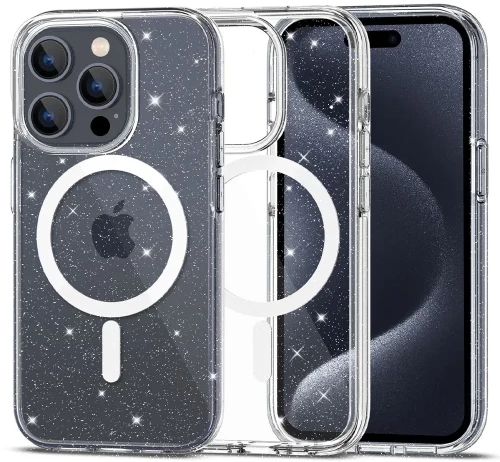 Θήκη Tech-Protect Flexair Hybrid Magsafe Glitter Clear-Apple iPhone 15 Pro