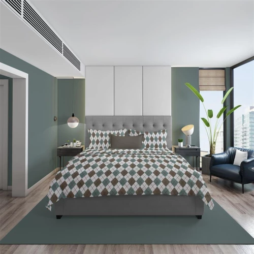 ΣΕΝΤΟΝΙΑ ΕΜΠΡΙΜΕ ΣΕΤ 3 τεμ Diamond 329 160X240 Petrol 100% Cotton Flannel - -