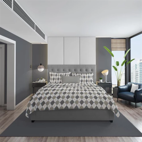 ΣΕΝΤΟΝΙΑ ΕΜΠΡΙΜΕ ΣΕΤ 4 τεμ Diamond 328 220X240 Grey 100% Cotton Flannel - -