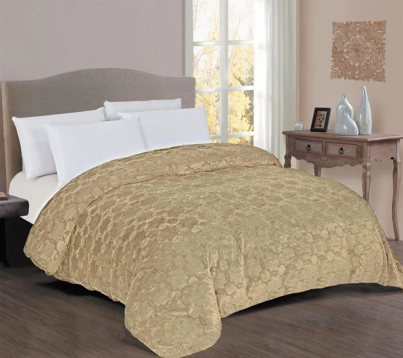 Κουβερτοπάπλωμα Γούνα-Sherpa 730 gsm 1830 Beige 160X220 100% Polyester - -