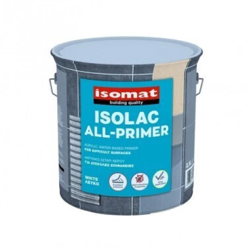 ISOMAT ISOLAC ALL-PRIMER Νέας γενιάς ακρυλικό αστάρι νερού για δύσκολες επιφάνειες 0,75 lit Λευκό